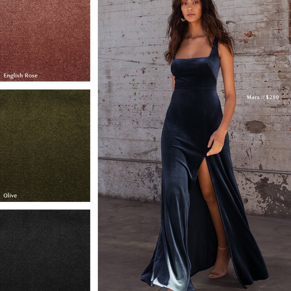 Jenny Yoo Mara Bridesmaid Dress (Blue Velvet) - Picture 2 of 5